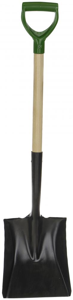 Square point shovel, wood handle, D-grip