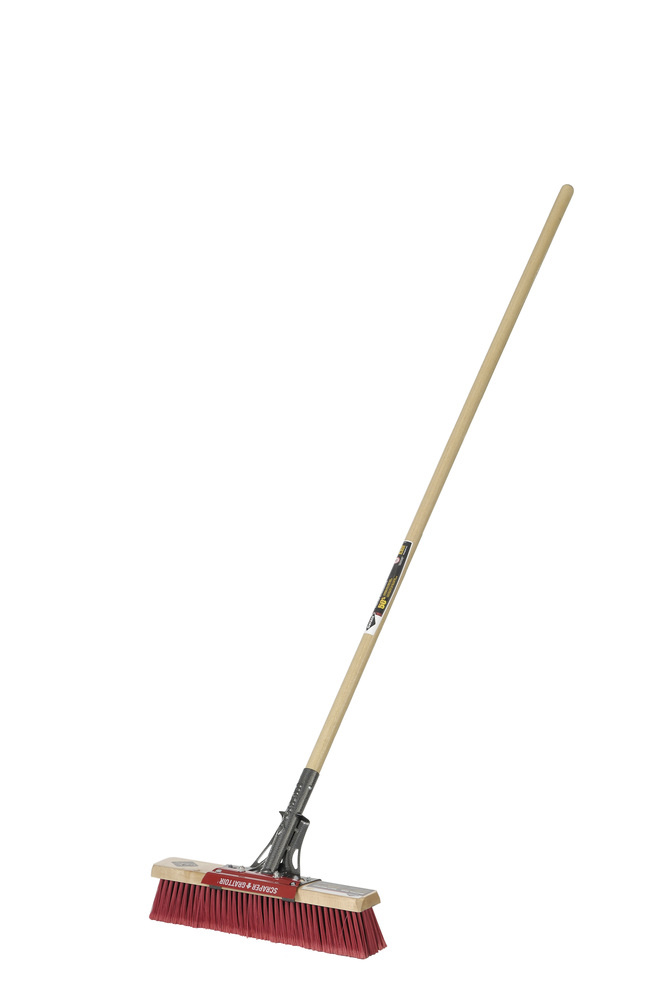 Push broom with scraper Multi-surface, 18&#34;, wood handle, lh, Garant Pro