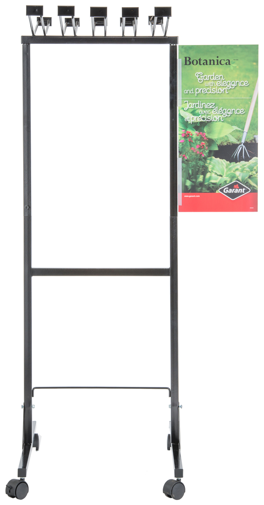 Rolling rack, steel display (10 hooks + POP) black, Botanica