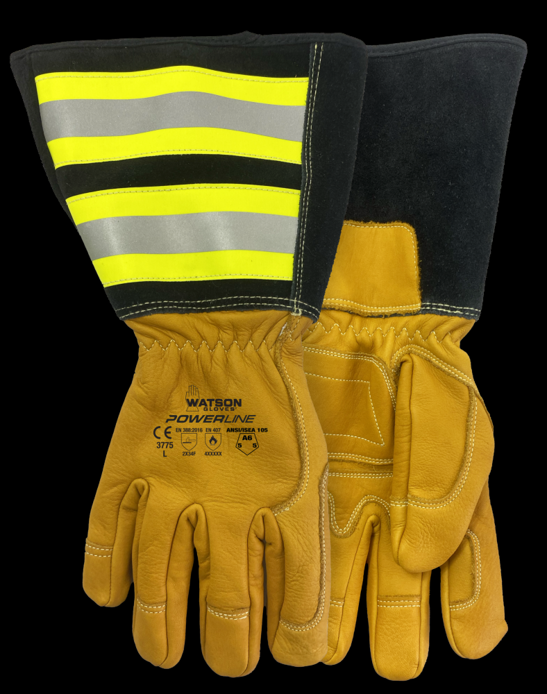 POWERLINE A6 FULLGRAIN COW REFLECTIVE GAUNTLET UTILITY - S