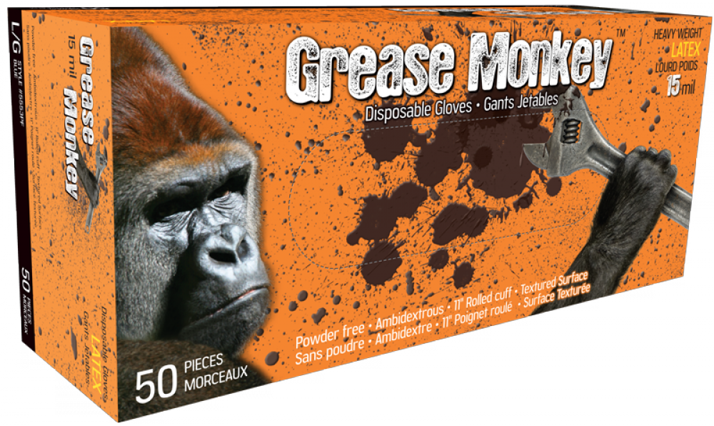 GREASE MONKEY 15 MIL LATEX DISPOSABLE XX-LARGE / POWDER FRE