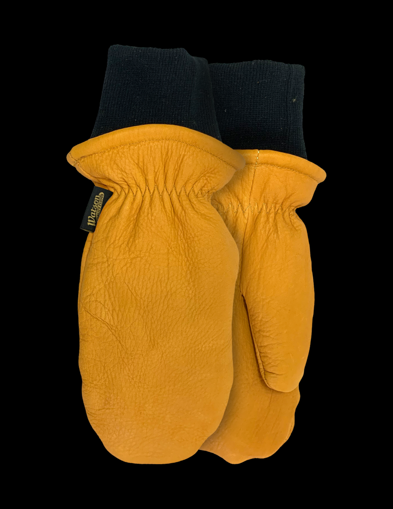 THE DUKE FULL COW KNIT WRIST SHERPA LINED MITT - L