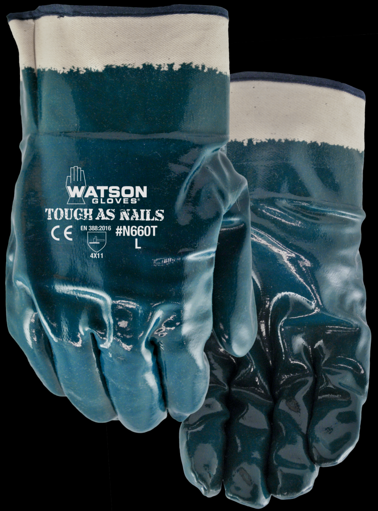 GLOVES NITRILE FULL COATED SAFETY CUFF / LARGE