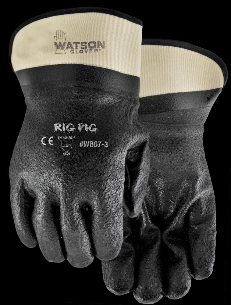 NITRILE FULLY COATED RIG GLOVE W / SAFETY CUFF / 3 / PAK