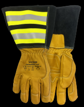 Watson Gloves 3775-S - POWERLINE A6 FULLGRAIN COW REFLECTIVE GAUNTLET UTILITY - S