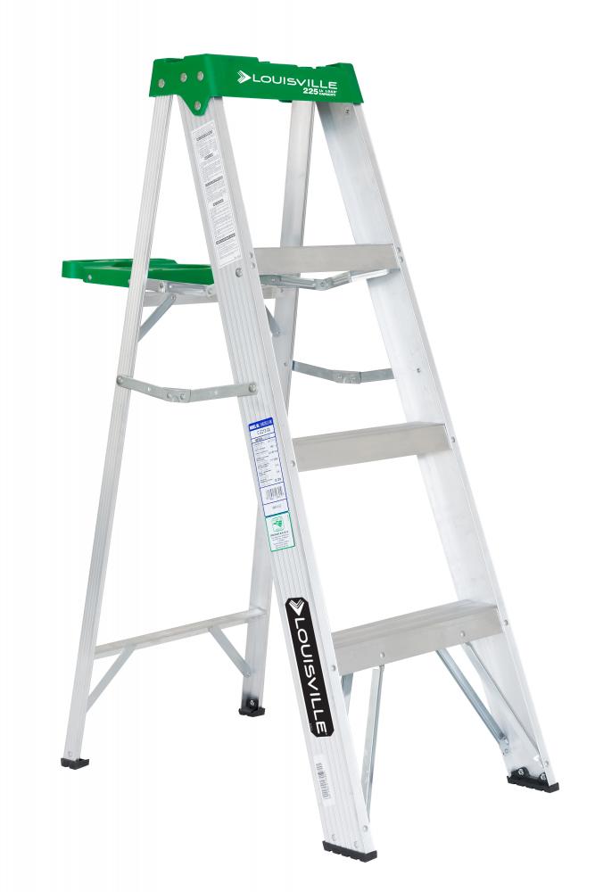 4&#39; Aluminum Step Ladder, w/Molded Pail Shelf, Type II, 225 lb Load Capacity