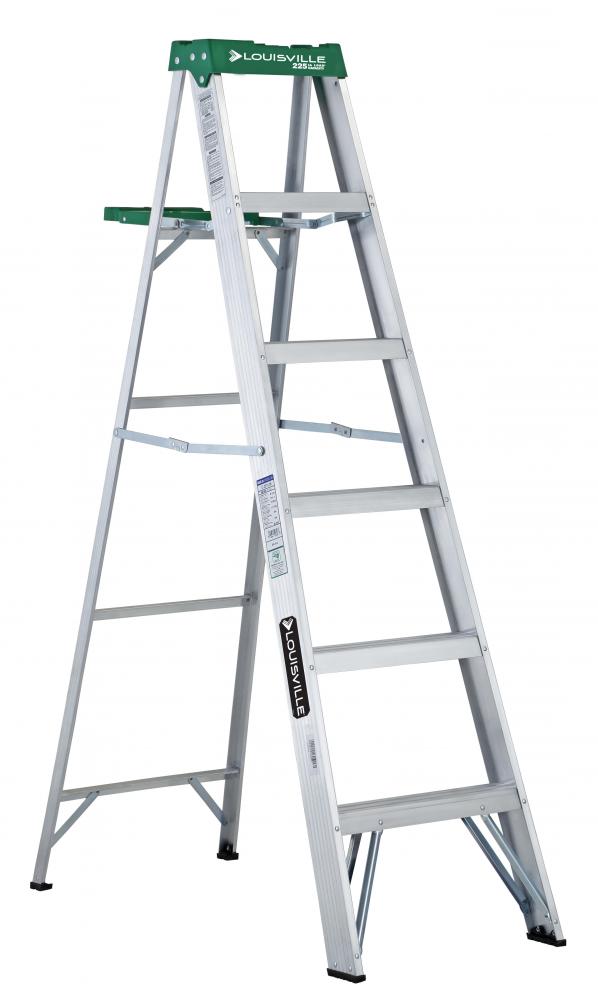 6&#39; Aluminum Step Ladder, w/Molded Pail Shelf, Type II, 225 lb Load Capacity