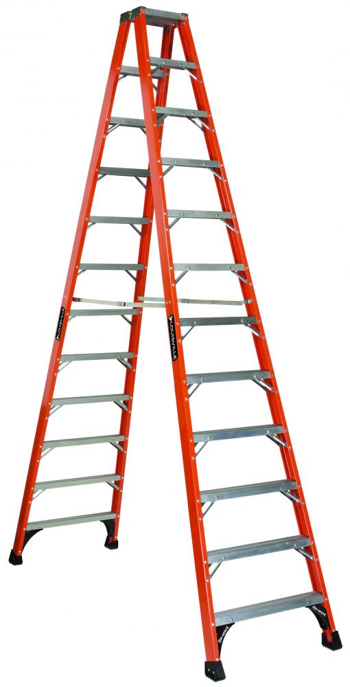 12&#39; Fiberglass Twin Step Ladder, Type IAA, 375 lb Load Capacity