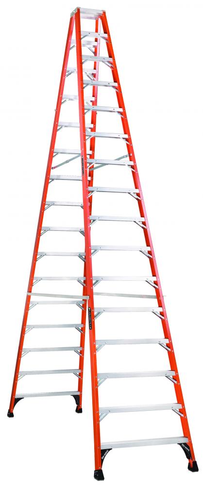 16&#39; Fiberglass Twin Step Ladder, Type IAA, 375 lb Load Capacity