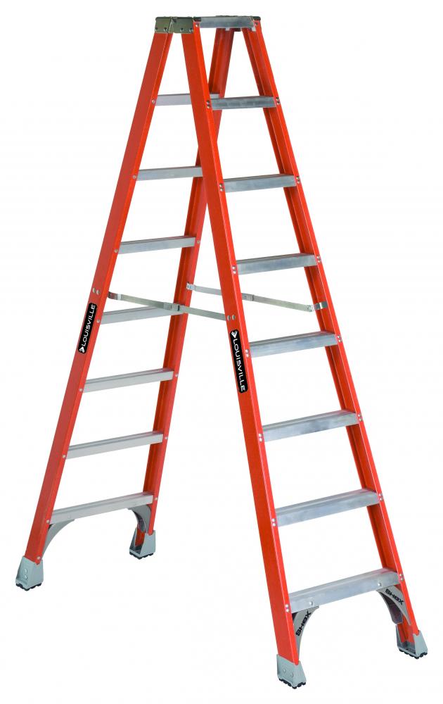 8&#39; Fiberglass Twin Step Ladder, Type IA, 300 lb Load Capacity
