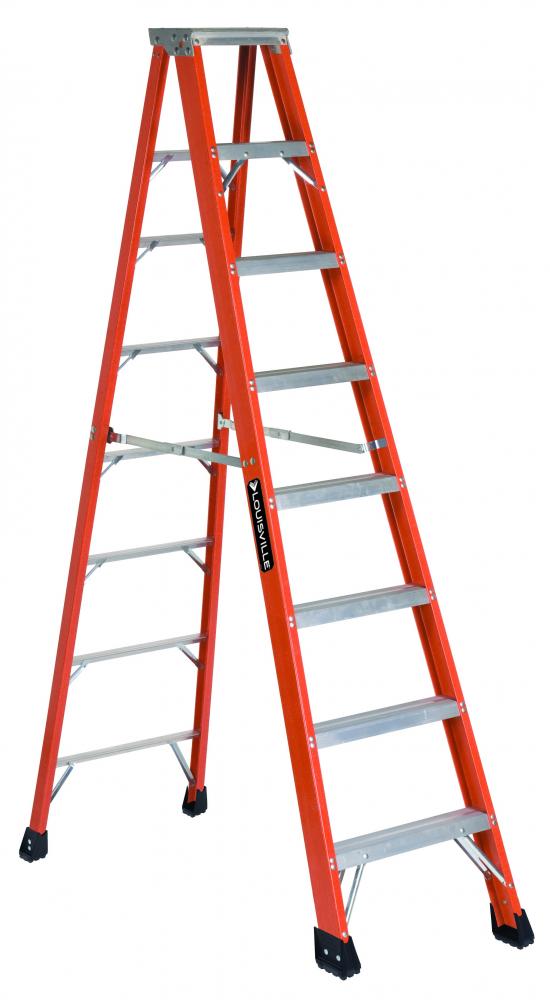 8&#39; Fiberglass Step Ladder, w/ Metal Top, Type IAA, 375 lb Load Capacity