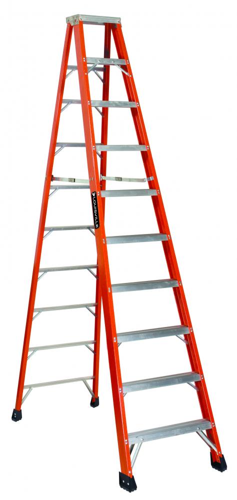 10&#39; Fiberglass Step Ladder, w/ Metal Top, Type IAA, 375 lb Load Capacity
