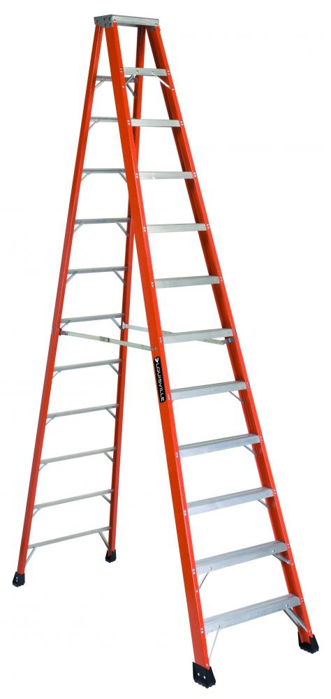 12&#39; Fiberglass Step Ladder, w/ Metal Top, Type IAA, 375 lb Load Capacity