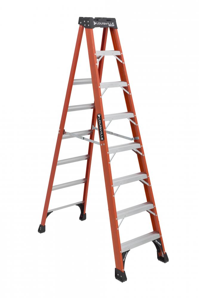 8&#39; Fiberglass Step Ladder, Type IAA, 375 lb Load Capacity