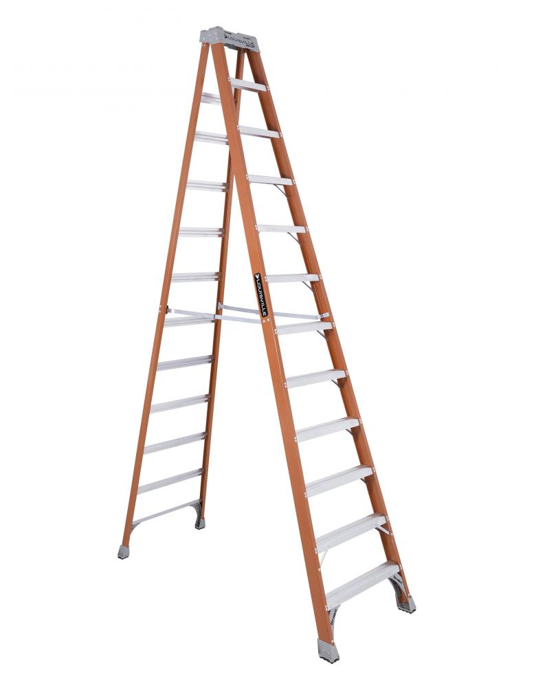 12&#39; Fiberglass Step Ladder, Type IA, 300 lb Load Capacity