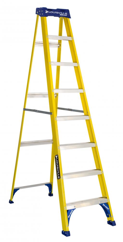 8&#39; Fiberglass Step Ladder, Type I, 250 lb Load Capacity