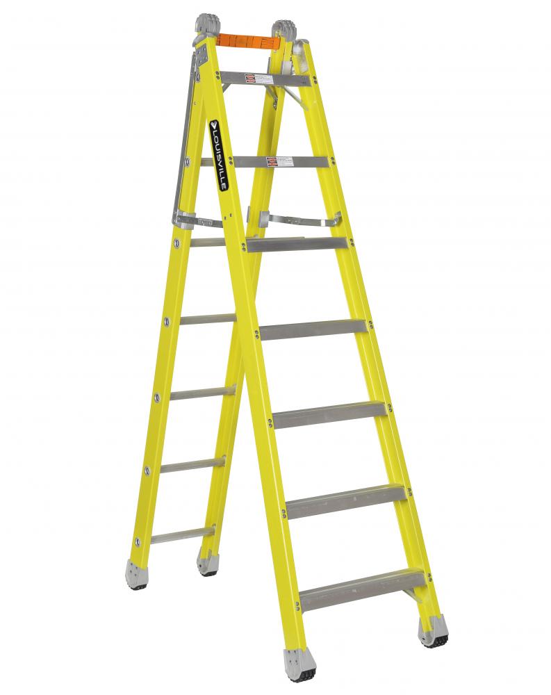 7&#39; Fiberglass Step to Straight Ladder, Type IAA, 375 lb Load Capacity