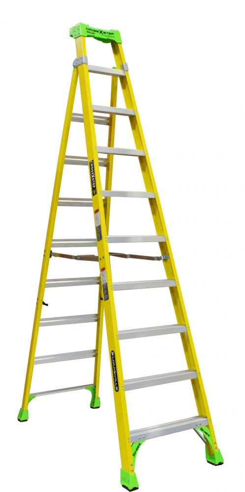 12&#39; Fiberglass Cross Step Ladder, Type IAA, 375 lb Load Capacity