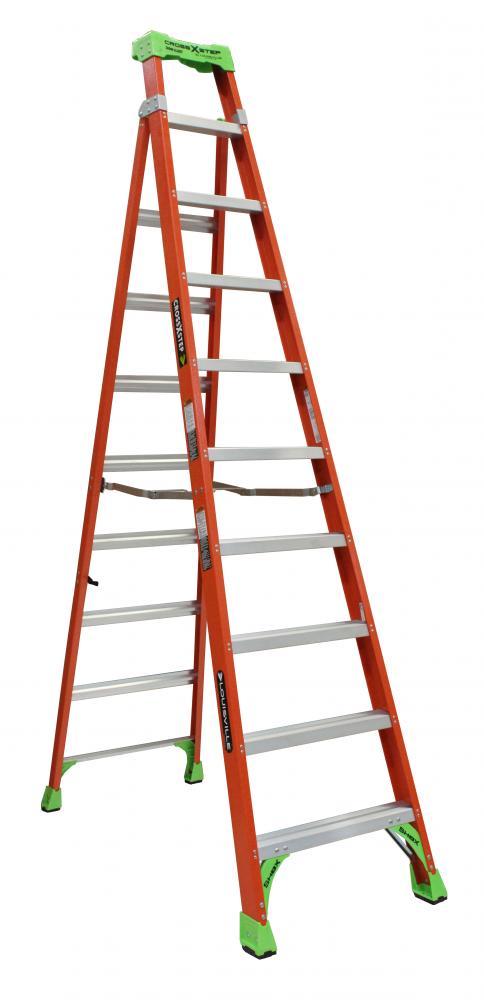 12&#39; Fiberglass Cross Step Ladder, Type IA, 30 lb Load Capacity