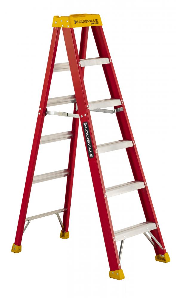 6&#39; Fiberglass Step Ladder, Type IA, 300 lb Load Capacity