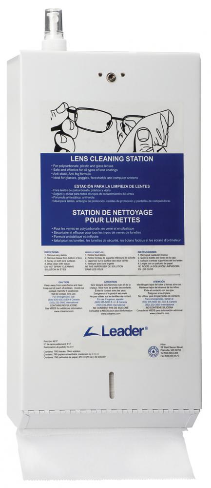 Full Metal lens cleaning station with enamel finish. 9&#34;x 3 1/4&#34; x 17 1/2&#34;.