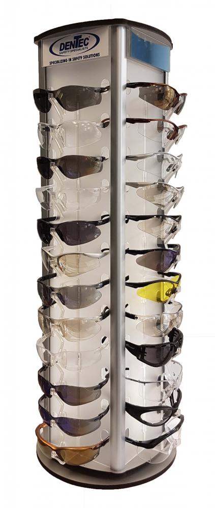 Revolving Eyewear tabletop display with slots for 48 pair of eyewear