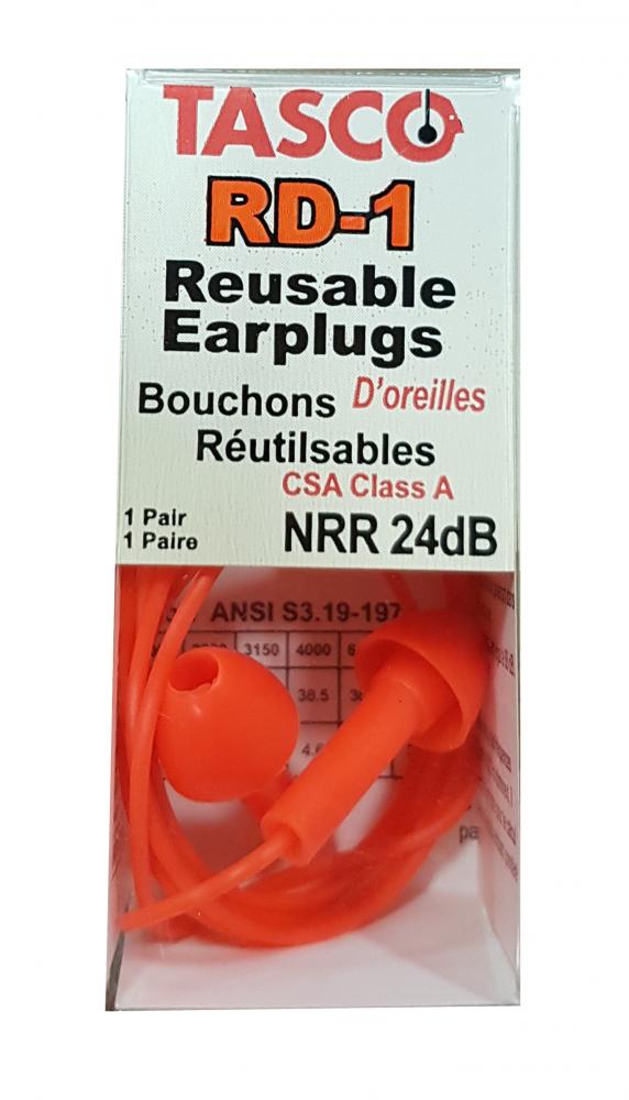 RD-1 Reusable Earplug with cord in Clamshell