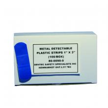 Dentec 80-0090-0 - METAL DETECTABLE PLASTIC STRIPS - BLUE - 1" X 3" (2.5cm x 7.5cm)(100/BOX)