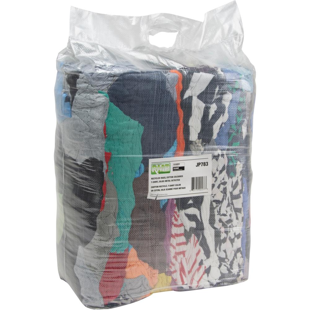 WIPING RAGS, COLOURED COTTON T-SHIRTS, 25LBS