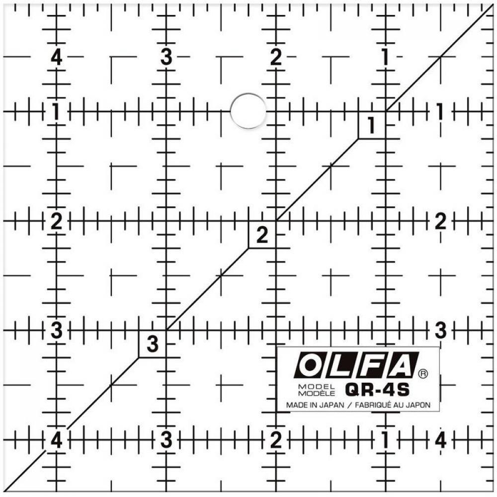 QR-4S Frosted Non-Slip Acrylic Ruler, 4-1/2&#34; Square