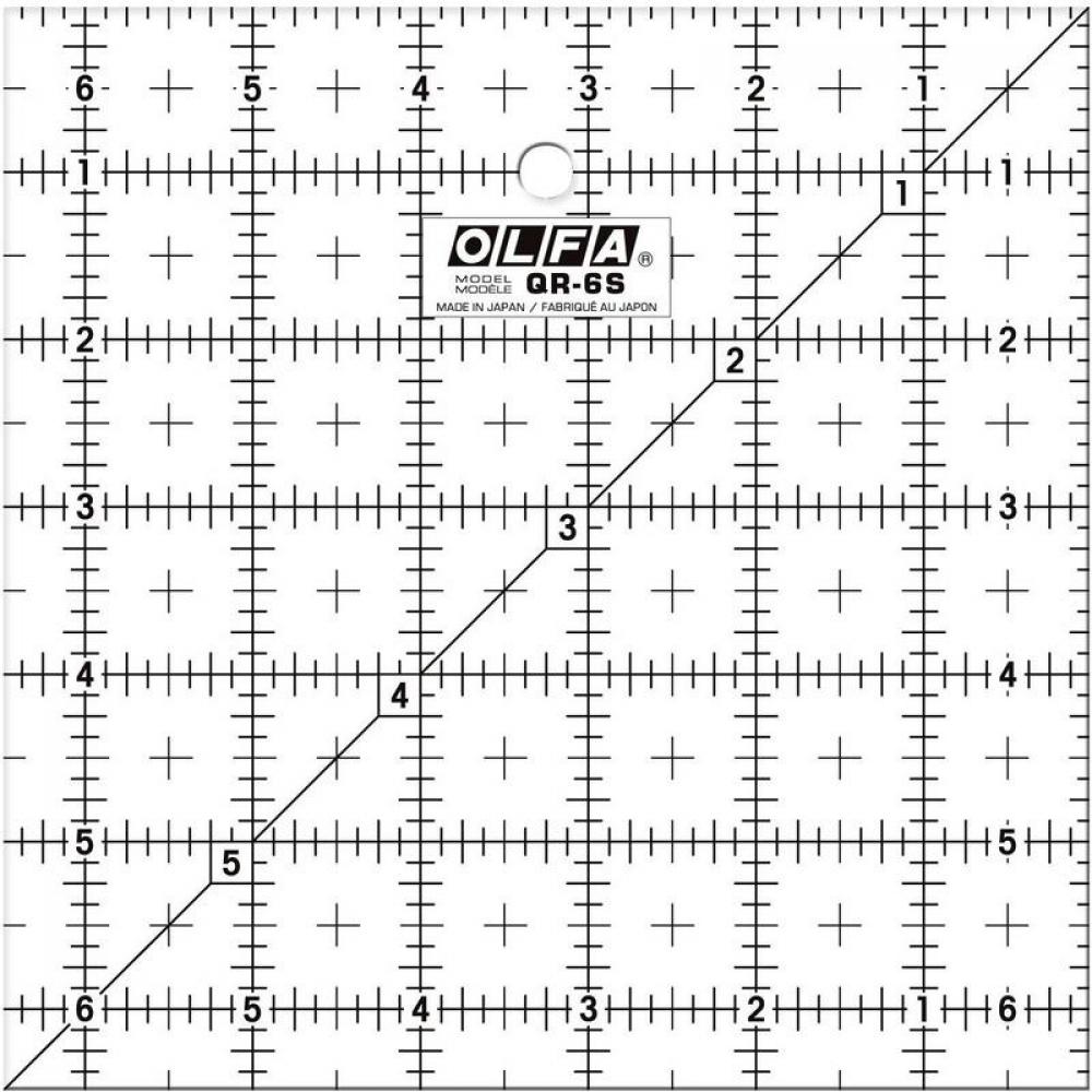 QR-6S Frosted Non-Slip Acrylic Ruler, 6-1/2&#34; Square