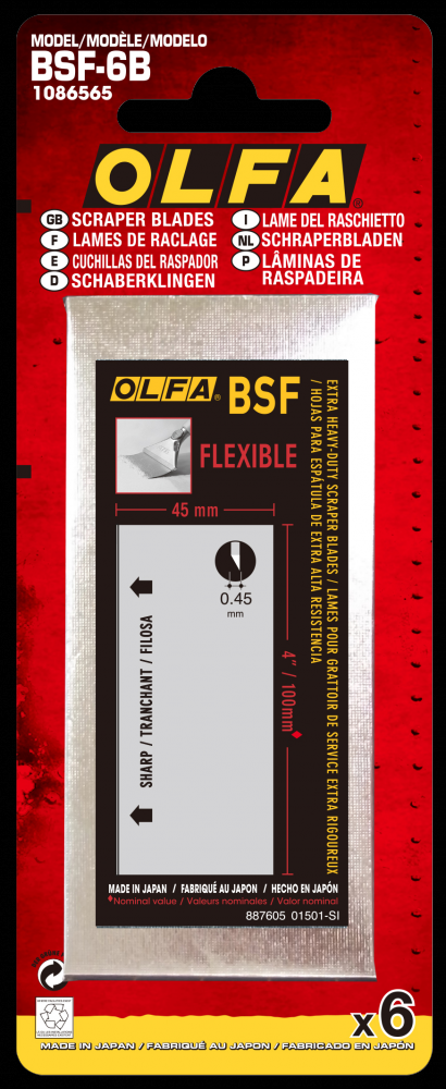 BSF-6B HD Dual-Edge Flexible Scraper Blade, 6/Pk