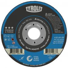 Tyrolit 34343742 - Premium - Z-Force Grinding Wheel 4-1/2"x1/4"x7/8" Type 27 ZA24R Z-FORCE