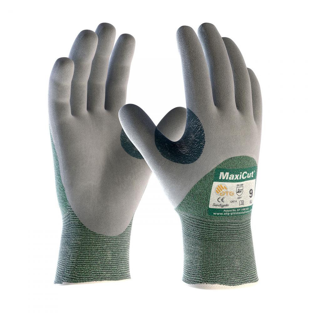 MAXICUT, GREEN 15G ENG YARN SHELL, GRAY 3/4 NITRILE MICROFOAM GRIP, A2