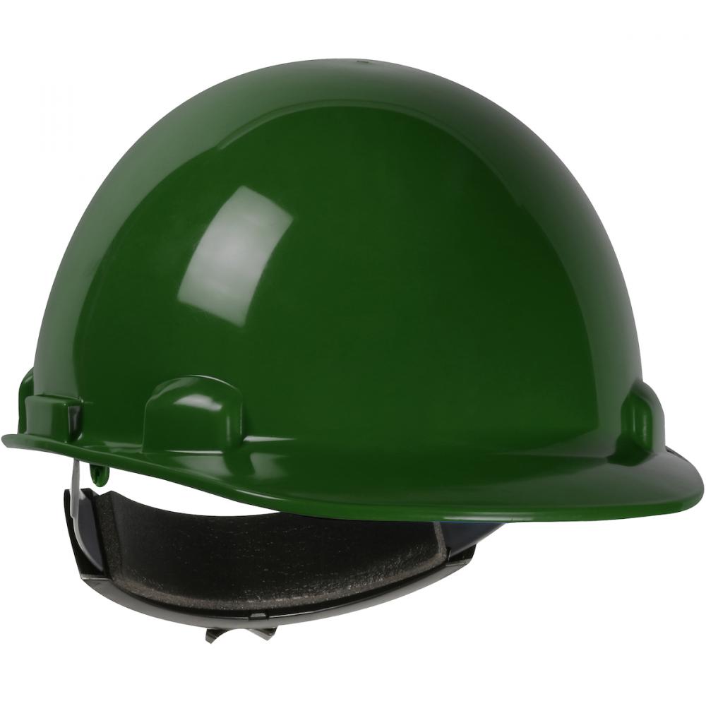 DOM, HARD HAT, CAP STYLE SMOOTH DOME, 4 PTS SUSP, RATCHET, TYPE 1 CLASS E, DARK GREEN