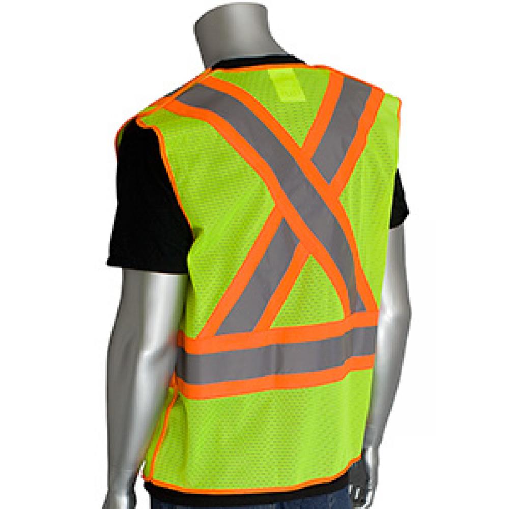 ANSI TYPE R CLASS 2 AND CAN/CSA Z96 TWO-TONE X-BACK BREAKAWAY MESH VEST