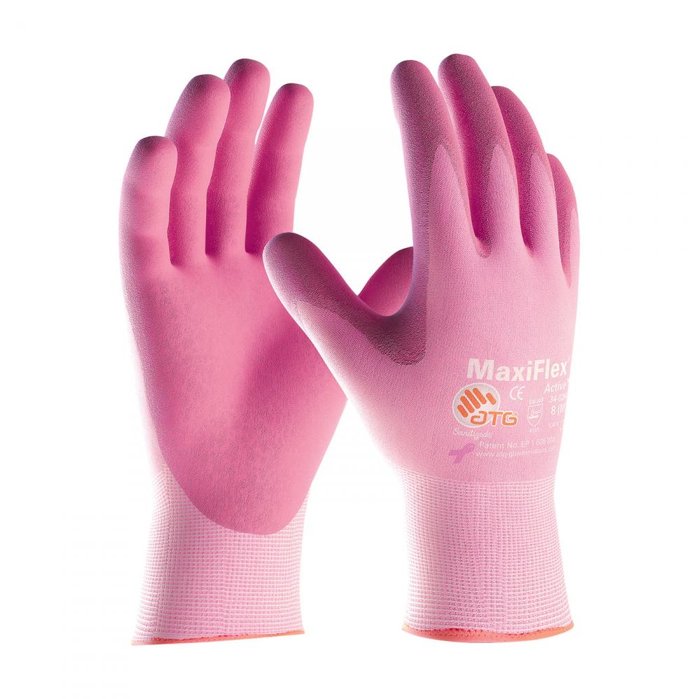 MAXIFLEX ACTIVE, 15G PINK NYLON/ ELASTANE SHELL, PINK FOAM NITRILE