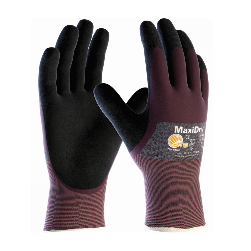 MAXIDRY, GRY. NYLON SHELL, PRPL./ BLK. NITRILE NON-SLIP 3/4 COAT