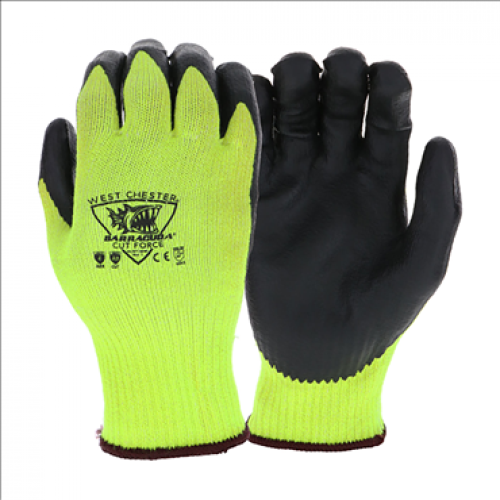 BARRACUDA, 10 GAUGE HI-VIS HPPE, BLACK MICROFOAM NITRILE PALM