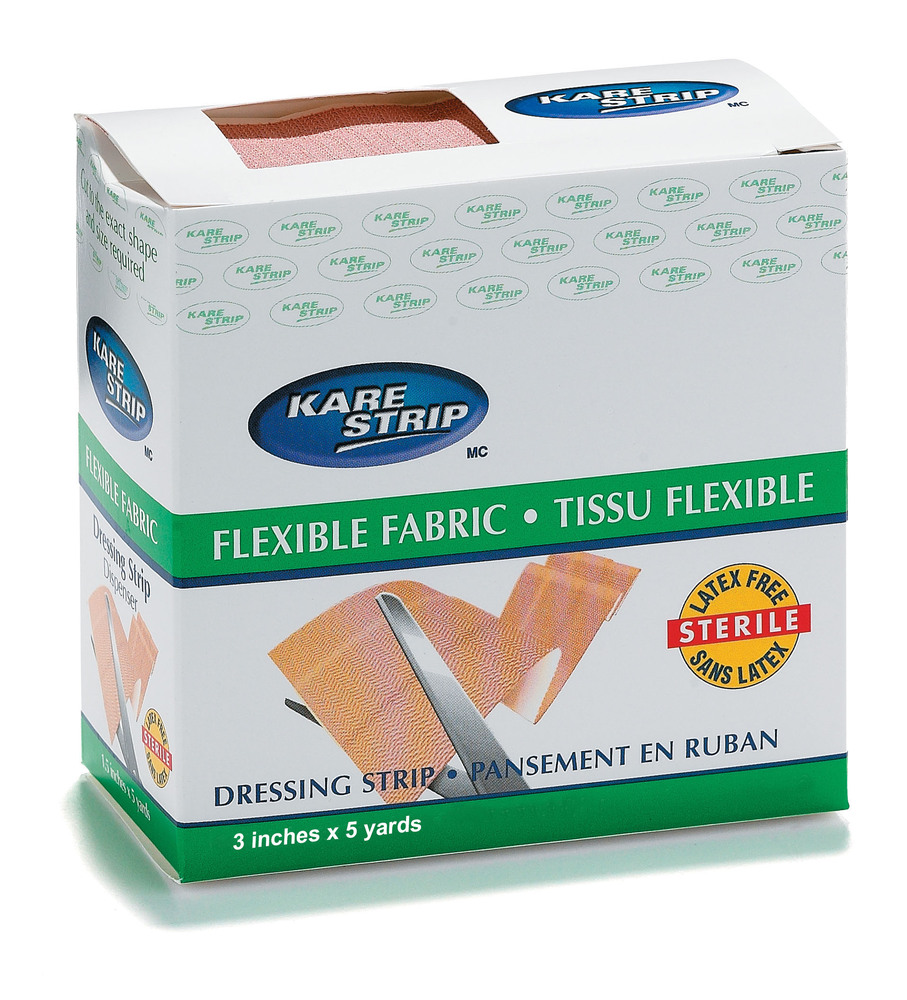 FLEX. FABRIC DRESSING STRIP,CUT TO SIZE,3&#34;X5YRD,LATEX FREE