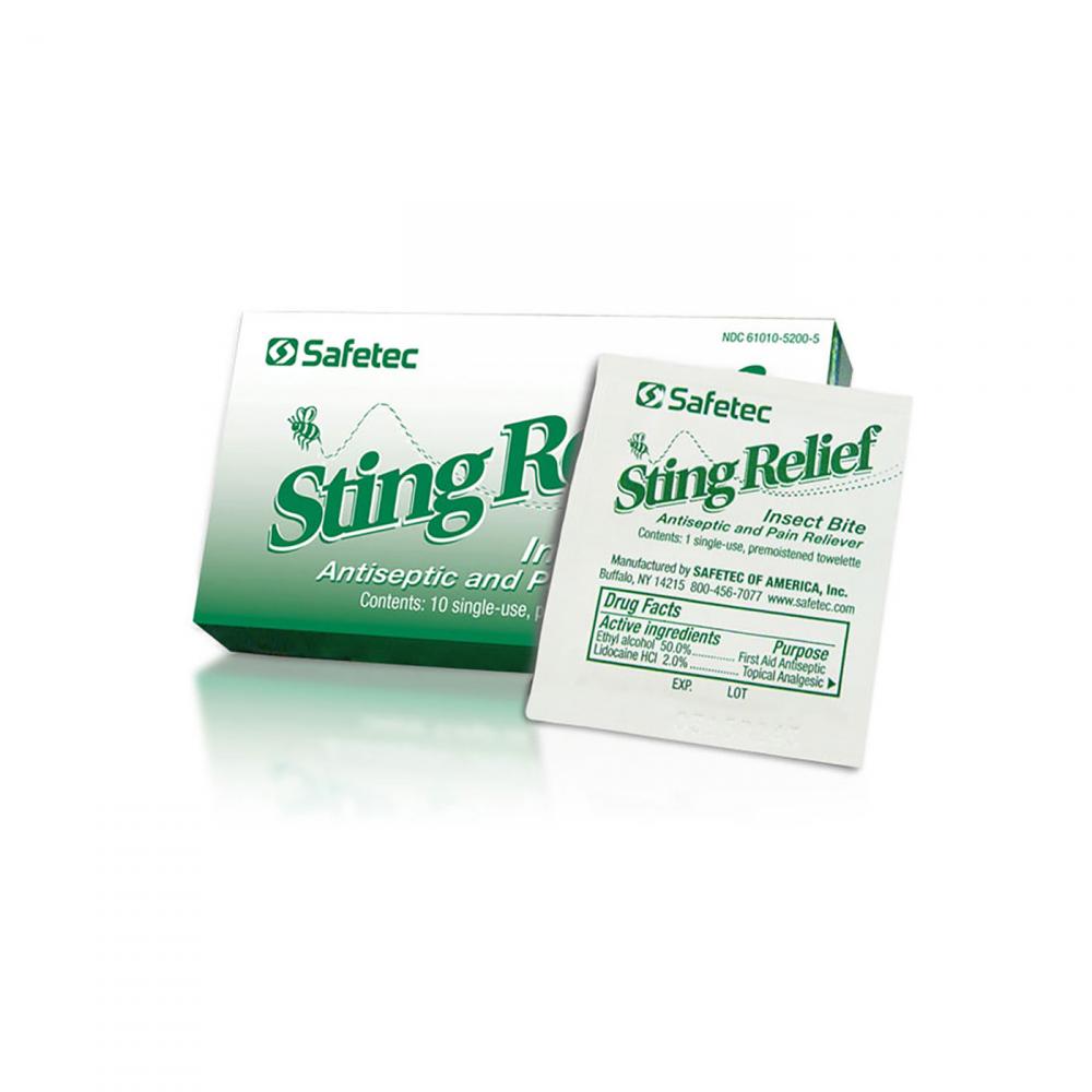 STING RELIEF INSECT BITE ANTISEPTIC + PAIN RELIEVER, 100/BX