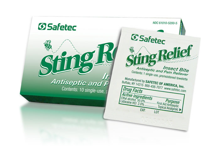 STING RELIEF INSECT BITE ANTISEPTIC + PAIN RELIEVER, 10/BX
