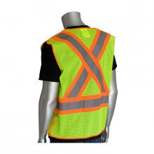 PIP Canada PC3020211-LY/XL - ANSI CLASS 2/CSA Z96 MESH BREAKAWAY VEST WITH X PATTERN ON BACK, 4 POCKETS, 2 M