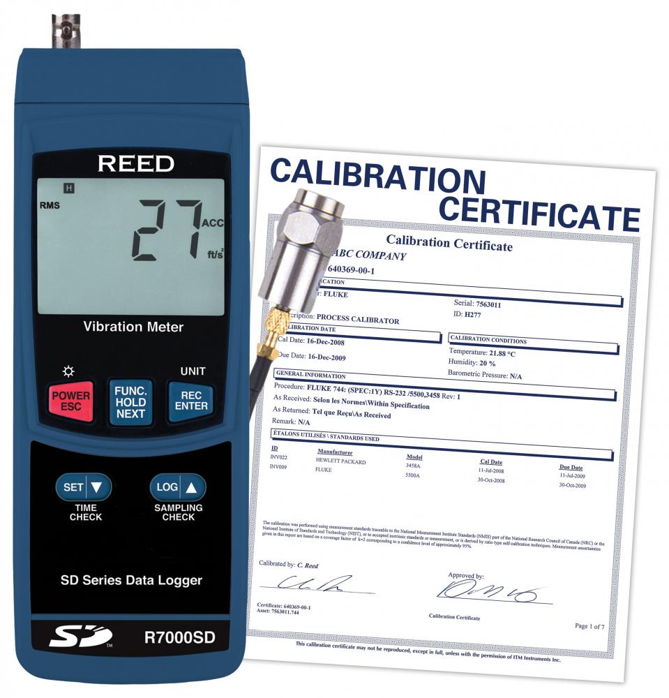 REED R7000SD-NIST Data Logging Vibration Meter