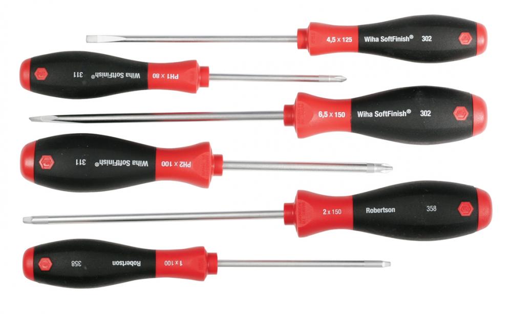 SoftFinish® Slotted/Phillips/Square Screwdriver 6 Piece Set