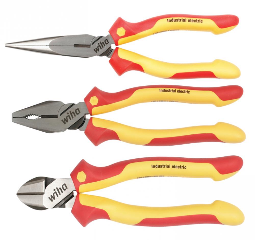 Insulated Industrial Pliers and Cutters 3 Piece Set