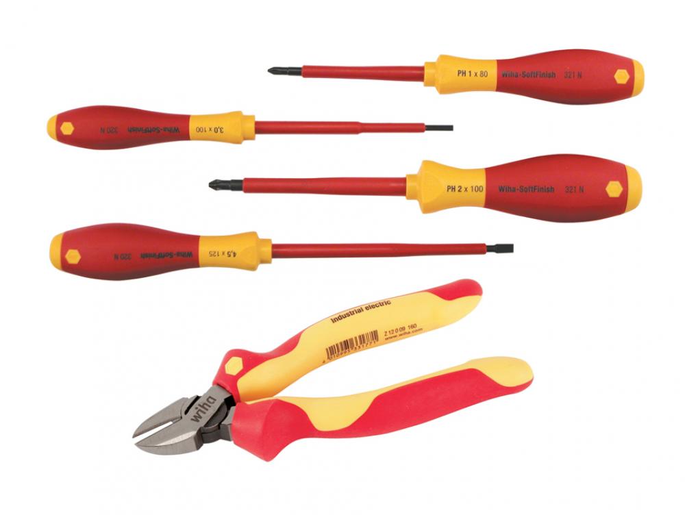 Insulated Industrial Diagonal Cutters and Screwdrivers 5 Piece Set