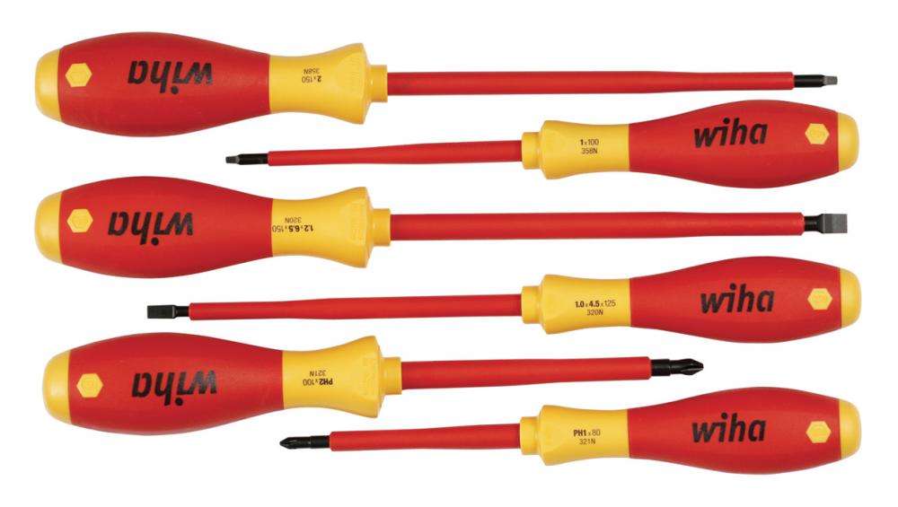 Insulated Slotted 4.5mm, 6.5mm/Phillips/Square Screwdrivers 6 Piece Set