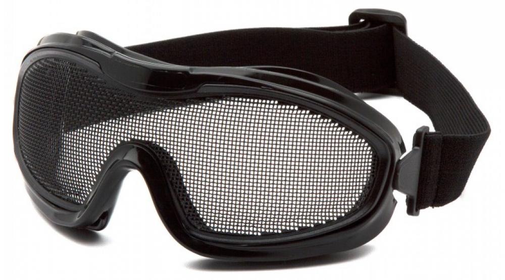 Wire Mesh Goggle - Black goggle with single wire mesh lens