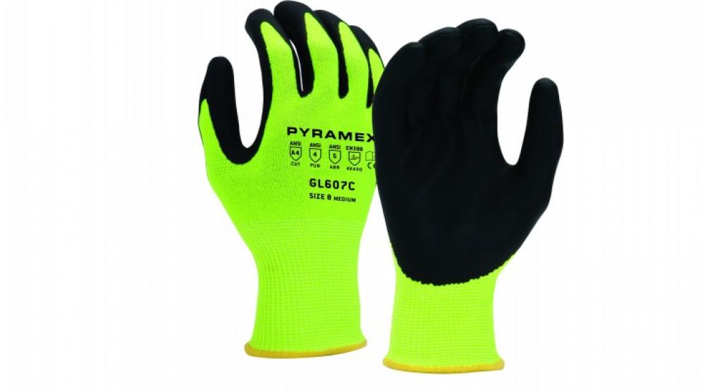 Pyramex Safety-FoamNitrile 13g HPPE HiVis Lime A4 Cut- L